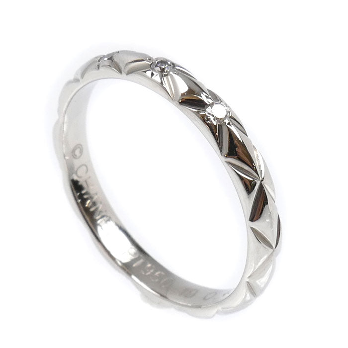 CHANEL シャネル Pt950プラチナ マトラッセ 3Pダイヤ リング・指輪 J2821 ダイヤモンド 9号 49 2.7g レディース【中古】【美品】