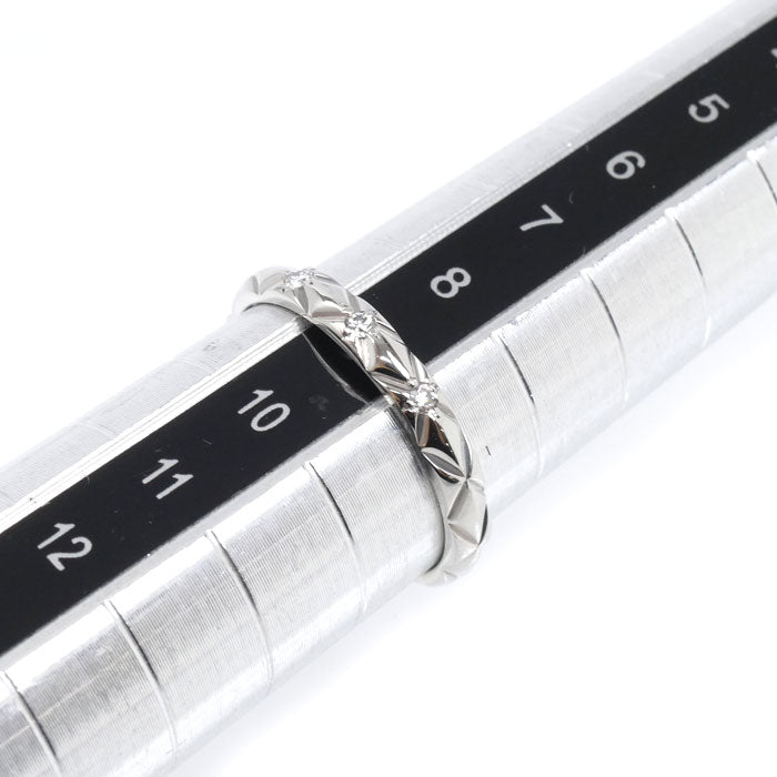 CHANEL シャネル Pt950プラチナ マトラッセ 3Pダイヤ リング・指輪 J2821 ダイヤモンド 9号 49 2.7g レディース【中古】【美品】