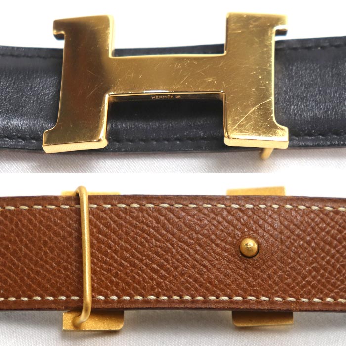HERMES エルメス Hベルト ベルト ブラック 
60 ○Y刻印 レディース【中古】