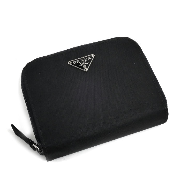 PRADA プラダ 二つ折り財布 ブラック M605 レディース【中古】