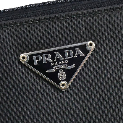 PRADA プラダ 二つ折り財布 ブラック M605 レディース【中古】
