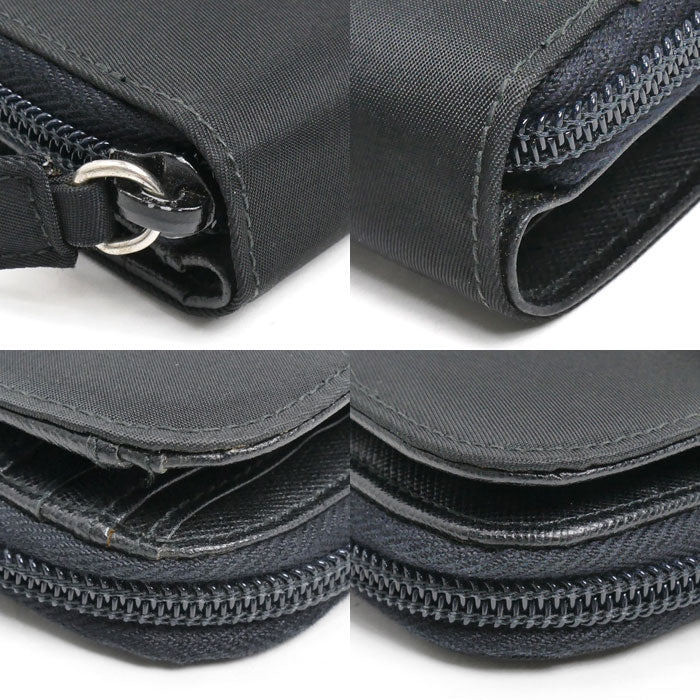 PRADA プラダ 二つ折り財布 ブラック M605 レディース【中古】
