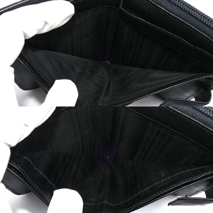 PRADA プラダ 二つ折り財布 ブラック M605 レディース【中古】