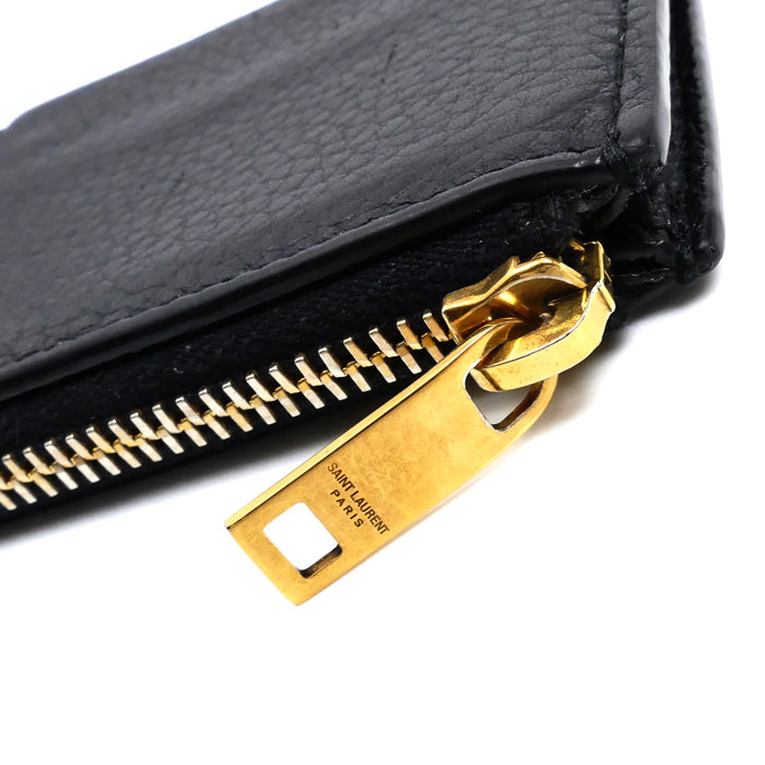 SAINT LAURENT サンローラン タイニー カサンドラ フラグメント ジップカードケース コインケース ブラック 847962 ユニセックス【中古】