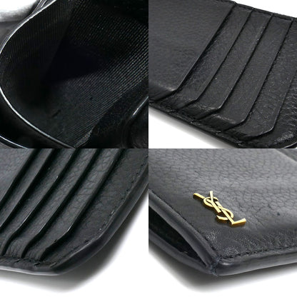 SAINT LAURENT サンローラン タイニー カサンドラ フラグメント ジップカードケース コインケース ブラック 847962 ユニセックス【中古】