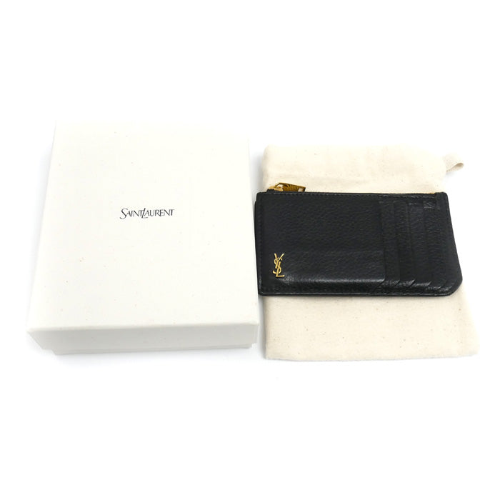 SAINT LAURENT サンローラン タイニー カサンドラ フラグメント ジップカードケース コインケース ブラック 847962 ユニセックス【中古】