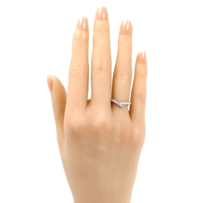 HARRY WINSTON ハリーウィンストン Pt950プラチナ リボン バンド リング・指輪 WBDPRDPAFT-050 ダイヤモンド 8.5号 3.2g レディース【中古】【美品】