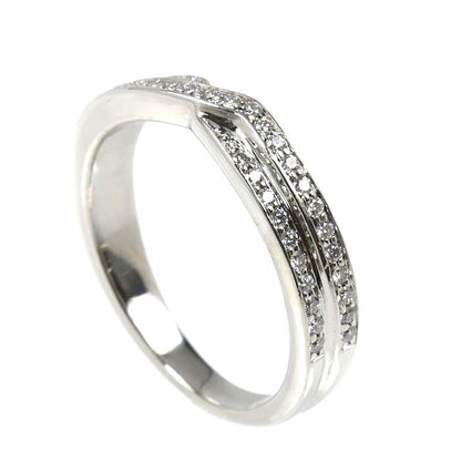 HARRY WINSTON ハリーウィンストン Pt950プラチナ トリスト ツーロウ バンド リング・指輪 WBDPRD2RTST ダイヤモンド 9号 4.7g レディース【中古】【美品】