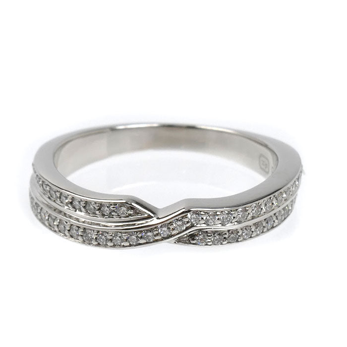 HARRY WINSTON ハリーウィンストン Pt950プラチナ トリスト ツーロウ バンド リング・指輪 WBDPRD2RTST ダイヤモンド 9号 4.7g レディース【中古】【美品】