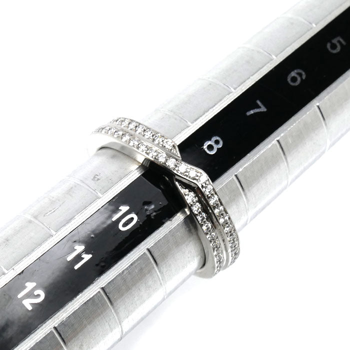 HARRY WINSTON ハリーウィンストン Pt950プラチナ トリスト ツーロウ バンド リング・指輪 WBDPRD2RTST ダイヤモンド 9号 4.7g レディース【中古】【美品】