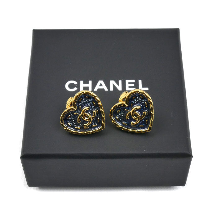 CHANEL シャネル GP ココマーク ハート イヤリング ABC742 10.1g レディース【中古】【美品】