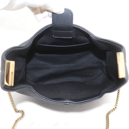 POLENE Beri エディション ブラック チェーン テクスチャード 2Wayショルダーバッグ ブラック レディース【中古】【美品】