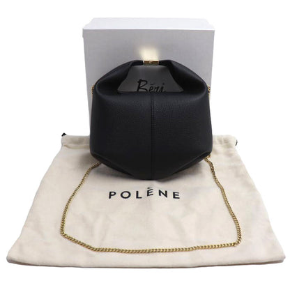 POLENE Beri エディション ブラック チェーン テクスチャード 2Wayショルダーバッグ ブラック レディース【中古】【美品】