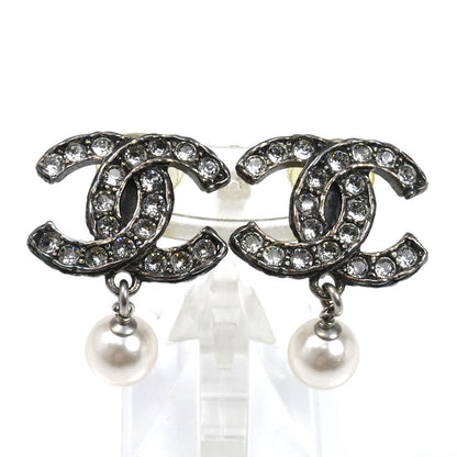 CHANEL シャネル メタル ココマーク ラインストーン フェイクパール イヤリング 9.9g レディース【中古】