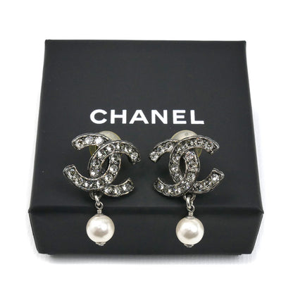 CHANEL シャネル メタル ココマーク ラインストーン フェイクパール イヤリング 9.9g レディース【中古】