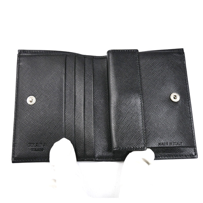PRADA プラダ 二つ折り財布 ブラック M204 レディース【中古】