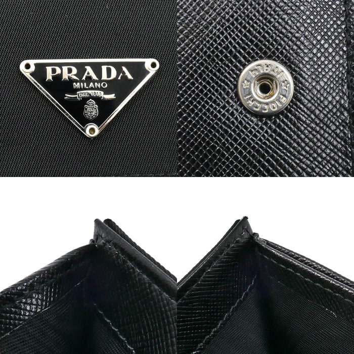 PRADA プラダ 二つ折り財布 ブラック M204 レディース【中古】