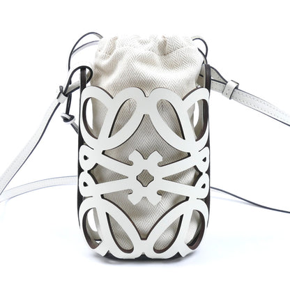 LOEWE ロエベ アナグラム カットアウト ポケット ショルダーバッグ ホワイト C922Y62X07 レディース【中古】【美品】