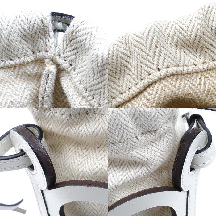 LOEWE ロエベ アナグラム カットアウト ポケット ショルダーバッグ ホワイト C922Y62X07 レディース【中古】【美品】