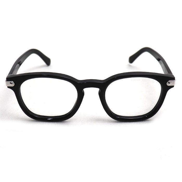 LOUIS VUITTON ルイ・ヴィトン LV シグネチャー・スクエア ラウンド ブルーライトカット メガネ ブラック クリア Z2655U 7AG RZ1265 メンズ 51□22 150【中古】