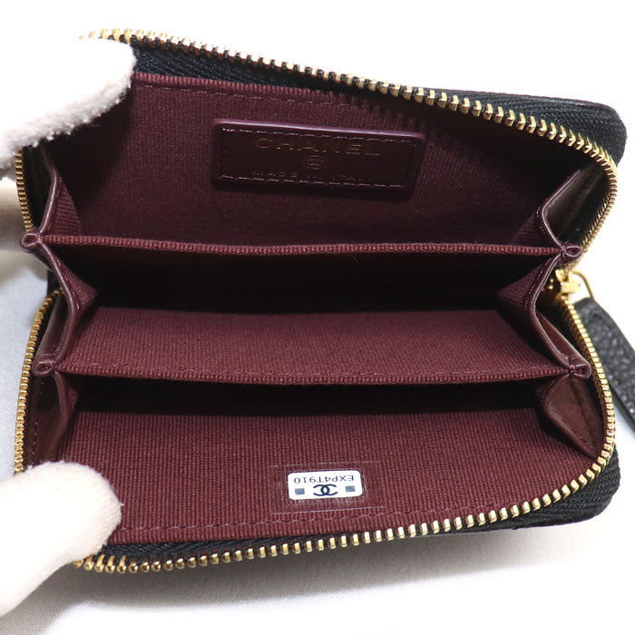 CHANEL シャネル クラシック ジップ コインパース コインケース ブラック AP0216 キャビア レディース【中古】【美品】