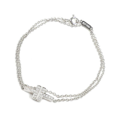 TIFFANY&Co. ティファニー K18WG ホワイトゴールド T TWO ２連 ブレスレット ダイヤモンド 3.8g 30cm レディース【中古】【美品】