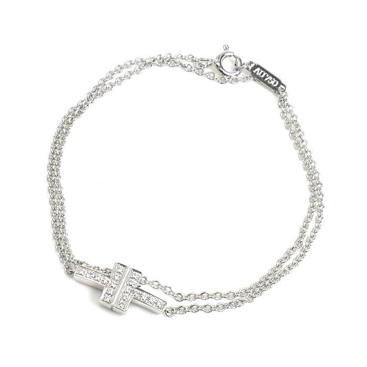 TIFFANY&Co. ティファニー K18WG ホワイトゴールド T TWO ２連 ブレスレット ダイヤモンド 3.8g 30cm レディース【中古】【美品】
