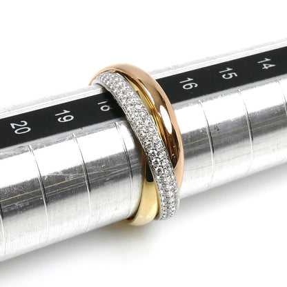 CARTIER カルティエ K18WG ホワイトゴールド K18YG イエローゴールド K18PG トリニティ セミパヴェ リング・指輪 ダイヤモンド 17号 57 5.8g レディース【中古】【美品】