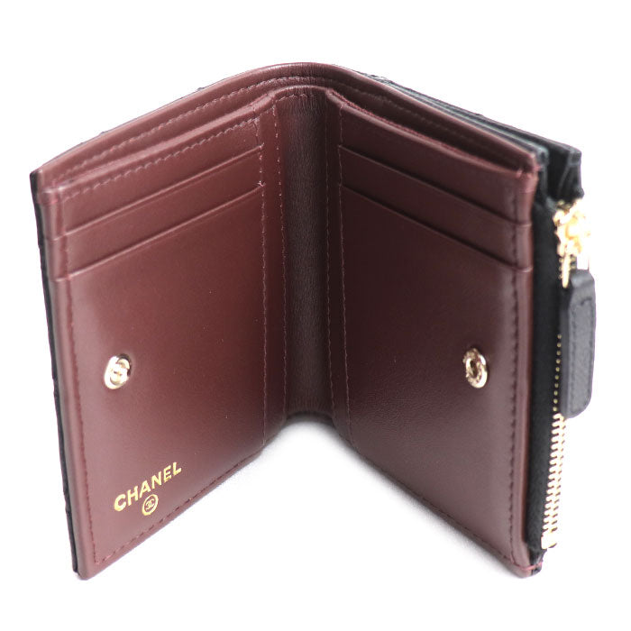 CHANEL シャネル マトラッセ スモールウォレット 二つ折り財布 ブラック AP3388 レディース【中古】【美品】