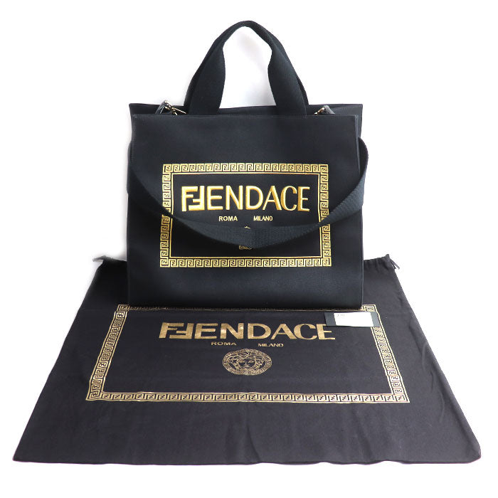 VERSACE ヴェルサーチ ×FENDI フェンダーチェ 2Wayショルダーバッグ ブラック ゴールド 7VA558 AJIA F0FQV ユニセックス【中古】