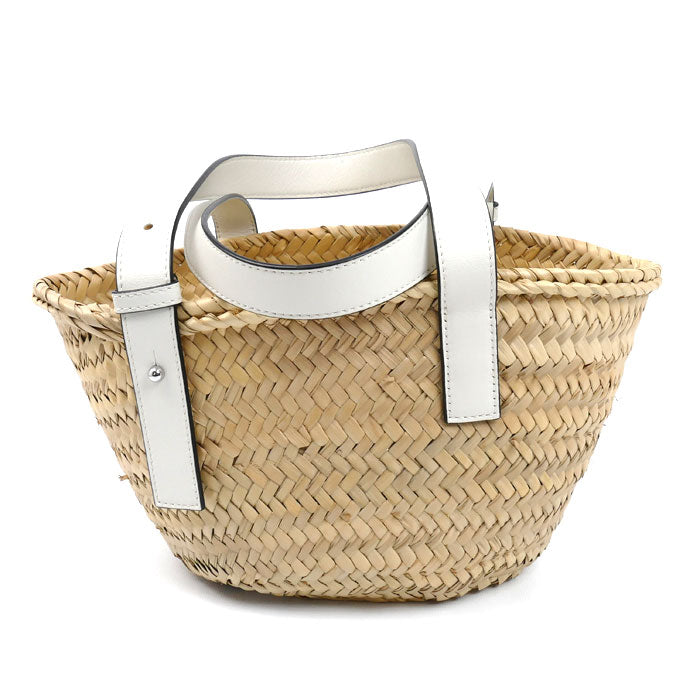 LOEWE ロエベ バスケットバッグ スモール ハンドバッグ ホワイト ナチュラル A223S93X04 レディース【中古】