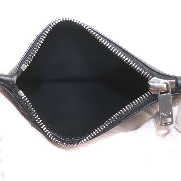 CELINE セリーヌ ジップ付きコンパクト カードホルダー コインケース ブラック 10B683GTH.38SI メンズ【中古】【美品】
