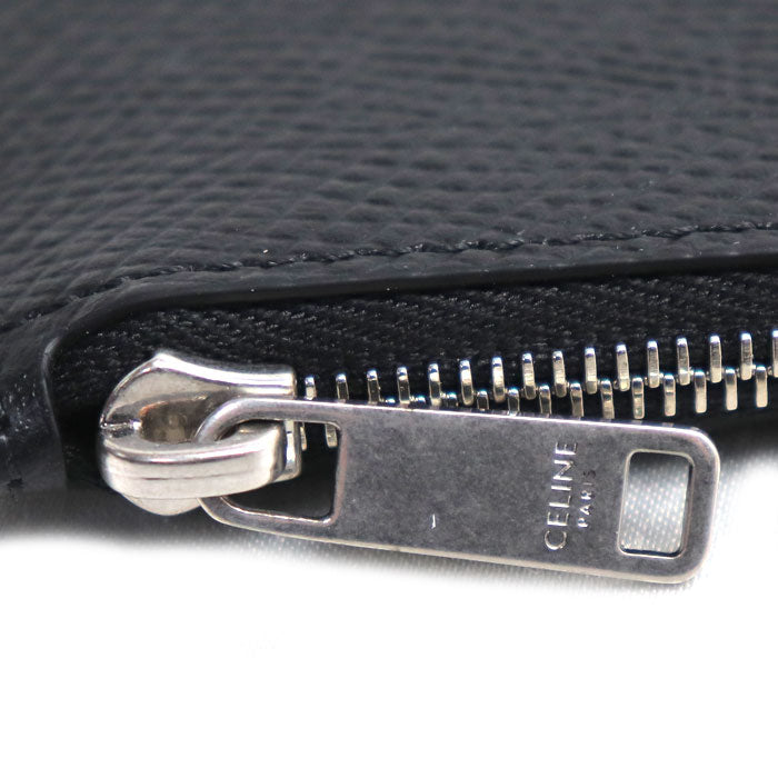 CELINE セリーヌ ジップ付きコンパクト カードホルダー コインケース ブラック 10B683GTH.38SI メンズ【中古】【美品】