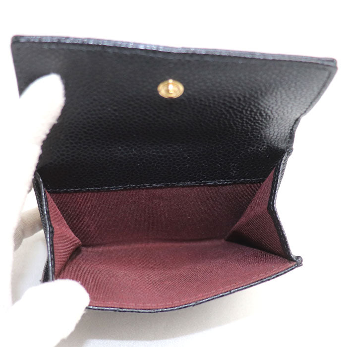 CHANEL シャネル マトラッセ ダブルホック 二つ折り財布 ブラック A48980 レディース【中古】