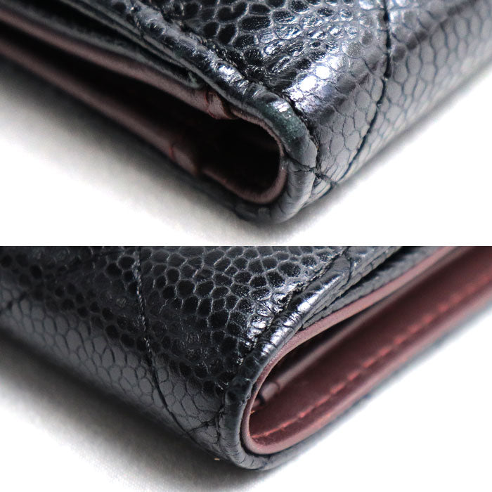 CHANEL シャネル マトラッセ ダブルホック 二つ折り財布 ブラック A48980 レディース【中古】