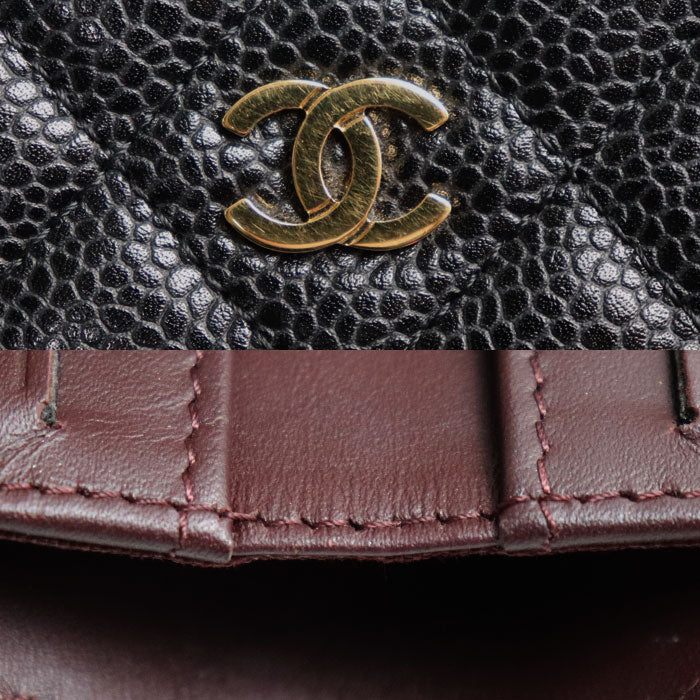 CHANEL シャネル マトラッセ ダブルホック 二つ折り財布 ブラック A48980 レディース【中古】