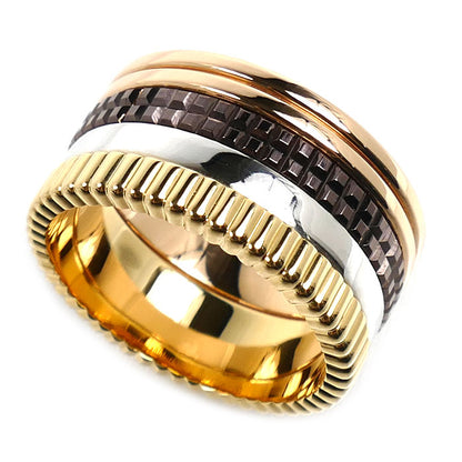 Boucheron ブシュロン K18YG イエローゴールド K18WG ホワイトゴールド K18PG キャトル クラシック ラージ リング・指輪 JRG00257 19.5号 60 21.7g メンズ【中古】【美品】