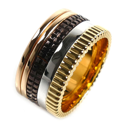 Boucheron ブシュロン K18YG イエローゴールド K18WG ホワイトゴールド K18PG キャトル クラシック ラージ リング・指輪 JRG00257 19.5号 60 21.7g メンズ【中古】【美品】