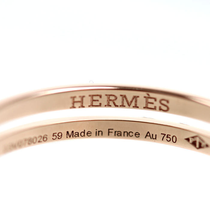 HERMES エルメス K18PG ピンクゴールド アリアンヌ リング・指輪 H119836B 18.5号 59 3.3g ユニセックス【中古】【美品】
