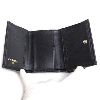 CHANEL シャネル ボーイシャネル マトラッセ 三つ折り財布 ブラック A84432 レディース【中古】