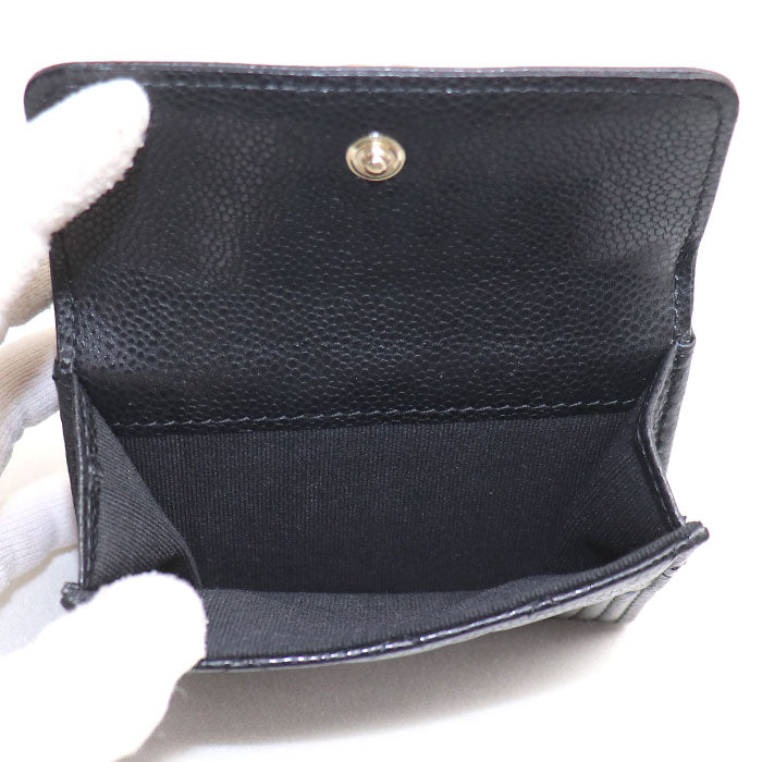 CHANEL シャネル ボーイシャネル マトラッセ 三つ折り財布 ブラック A84432 レディース【中古】