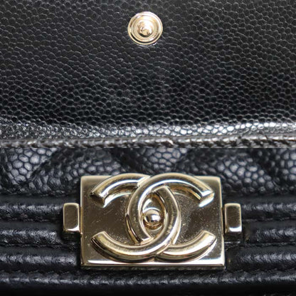 CHANEL シャネル ボーイシャネル マトラッセ 三つ折り財布 ブラック A84432 レディース【中古】