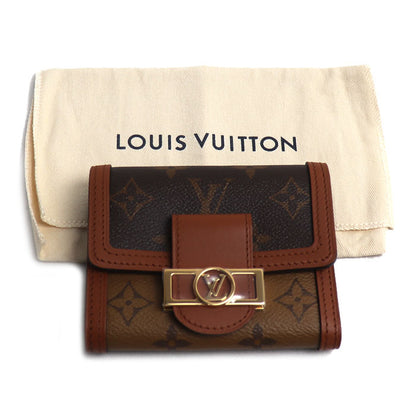 LOUIS VUITTON ルイ・ヴィトン ポルトフォイユ・ドーフィーヌ コンパクト 三つ折り財布 モノグラム・リバース ブラウン M68725 IC レディース【中古】【極美品】
