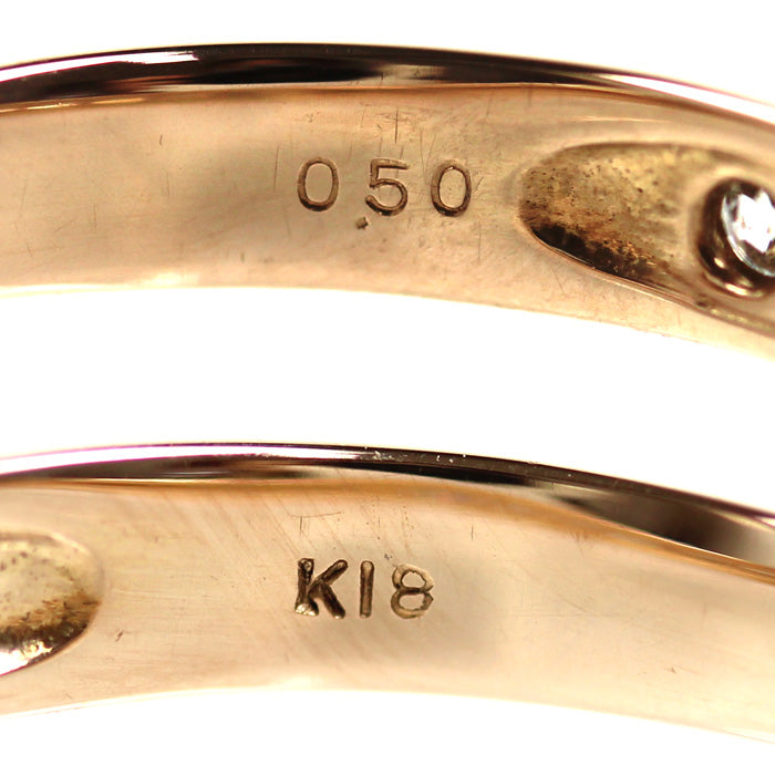 K18PG ピンクゴールド ハーフエタニティ リング・指輪 ダイヤモンド0.50ct 11号 3.5g レディース【中古】
