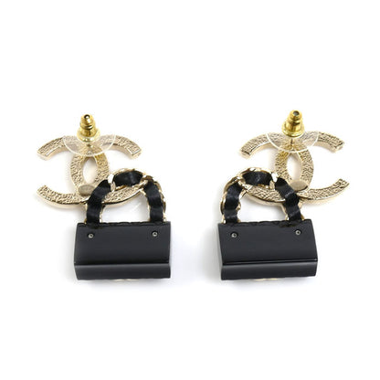 CHANEL シャネル GP レザー ココマーク バッグモチーフ ピアス ABA008 16.5g レディース【中古】