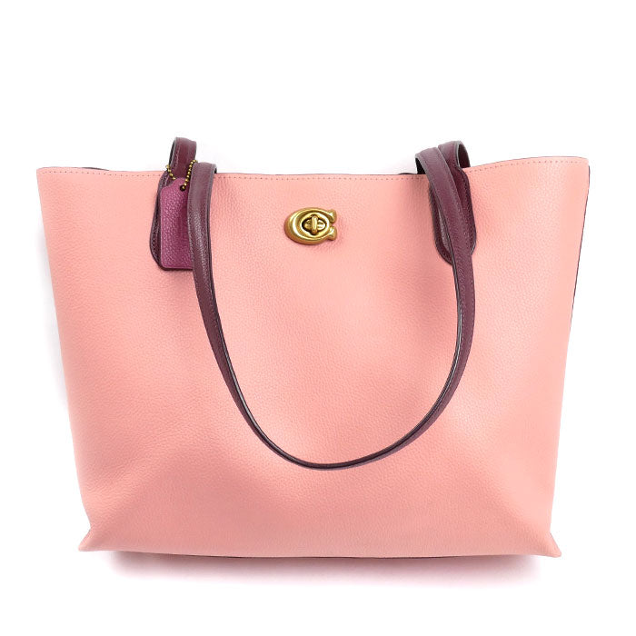 COACH コーチ ウィロウ トート カラーブロック トートバッグ ピンク ワインレッド C0692 レディース【中古】