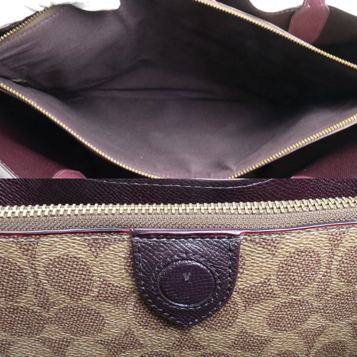 COACH コーチ ウィロウ トート カラーブロック トートバッグ ピンク ワインレッド C0692 レディース【中古】