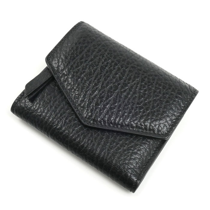 Maison Margiela 4ステッチ コンパクト ウォレット 三つ折り財布 ブラック S56UI0136 ユニセックス【中古】