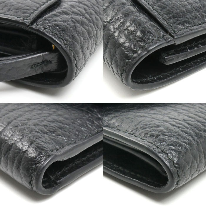 Maison Margiela 4ステッチ コンパクト ウォレット 三つ折り財布 ブラック S56UI0136 ユニセックス【中古】