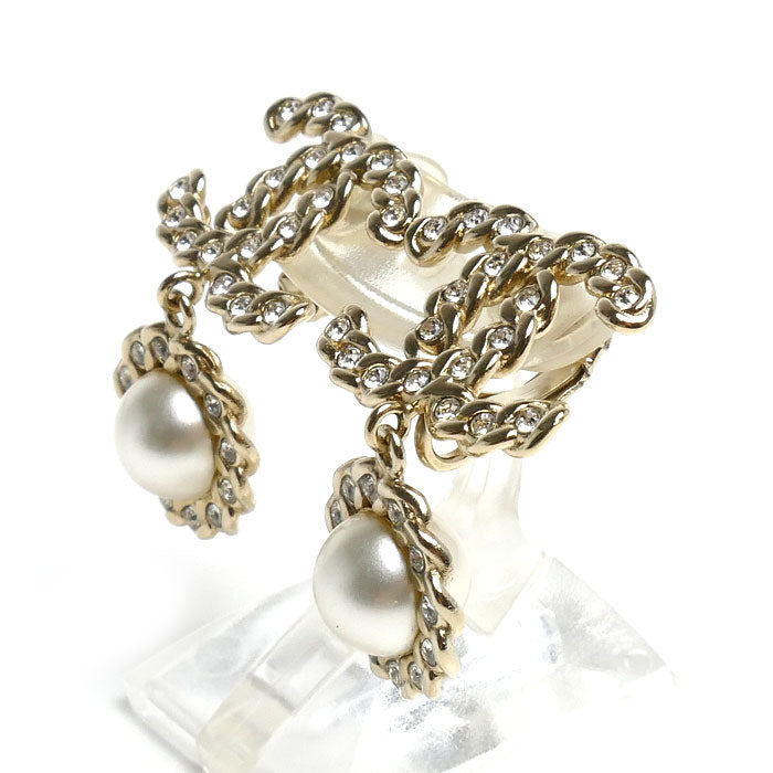 CHANEL シャネル メタル ストラス ココマーク フェイクパール ラインストーン イヤリング AB0596 9.7g レディース【中古】